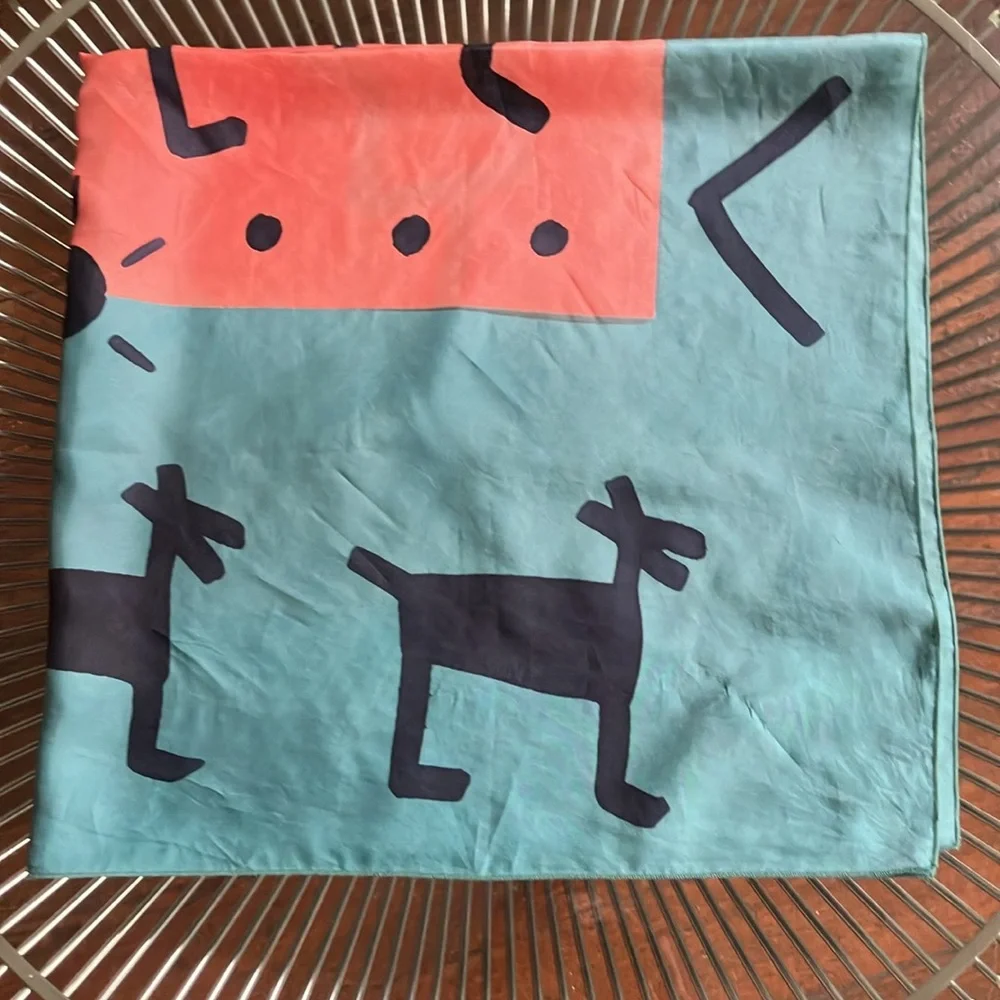 Vintage large square scarf graphic Southwestern vibes